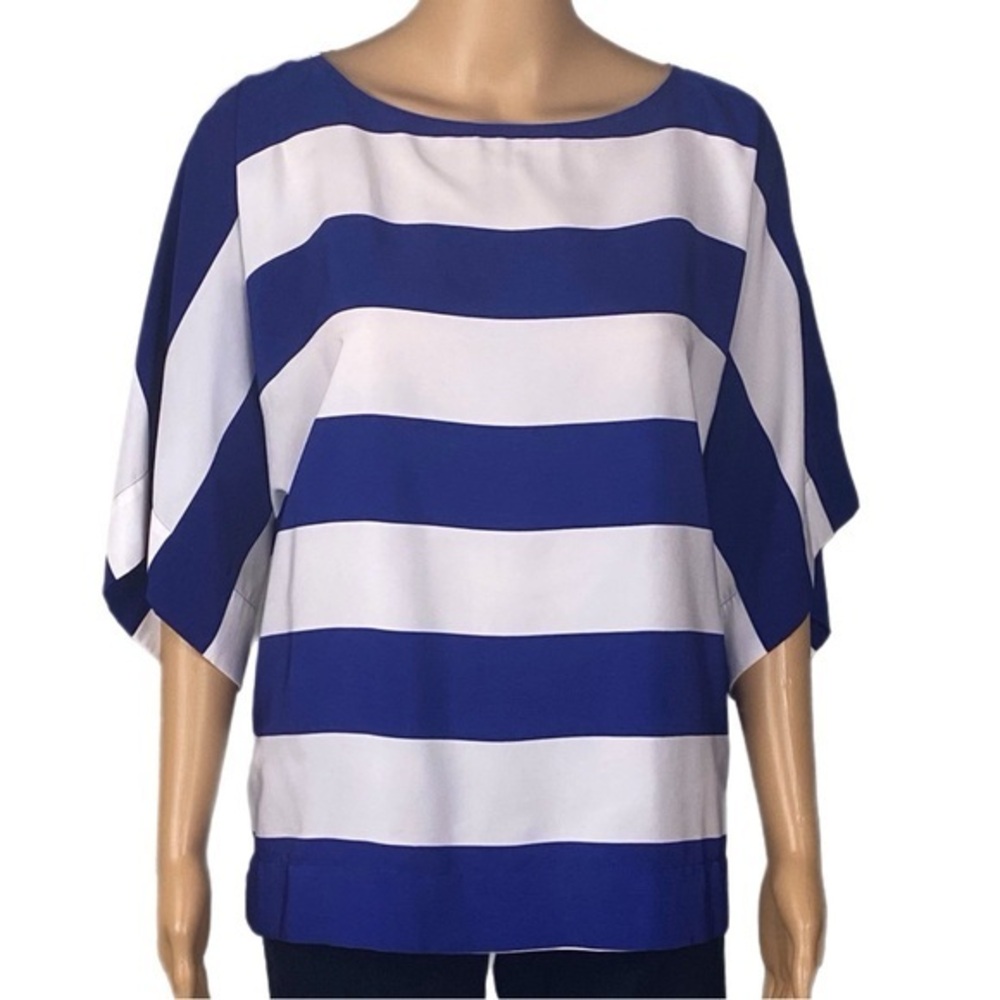 CHICO’S striped tunic blouse with wide dolman sleeves. Size “1”=Medium/8. EUC